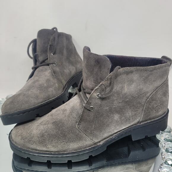 Born Lace Up Ankle Chukka Boots Banni F75058 Women's Size 8.5 M Gray Suede 99% - Picture 1 of 7
